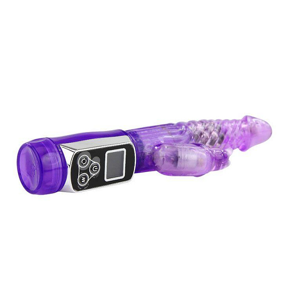 Фиолетовый вибратор India Cowherd с ротацией и клиторальной стимуляцией - 21,5 см. - Термопластичная резина (TPR)