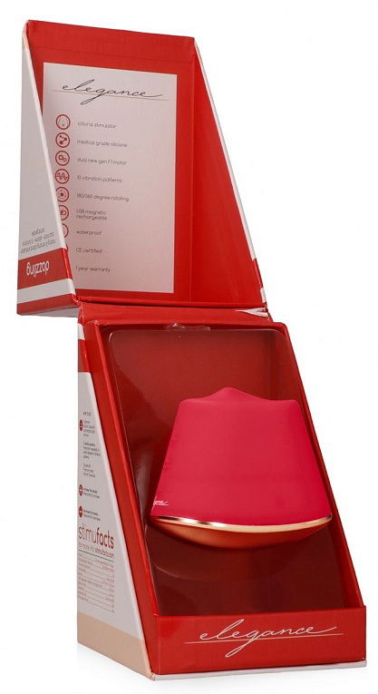 Красный клиторальный стимулятор Dazzling с вибрацией и ротацией - 6,7 см. от Intimcat