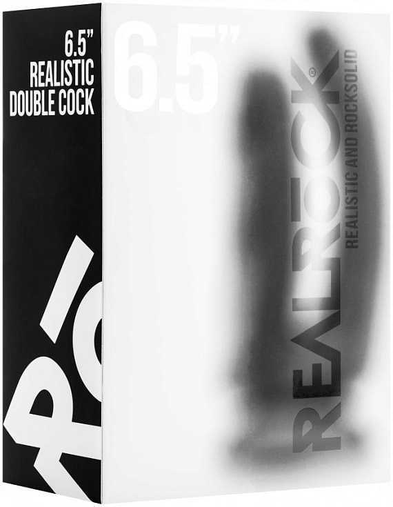 Чёрный анально-вагинальный фаллоимитатор Realistic Double Cock 6,5 Inch - 16,5 см. - термопластичная резина (TPR)