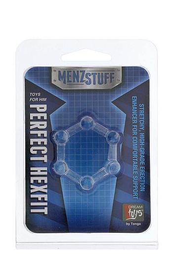 Прозрачное эрекционное кольцо MENZSTUFF PERFECT HEXFIT CLEAR