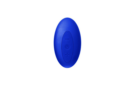 Синий безремневой страпон с пультом ДУ - 17,5 см. Главсексмаг