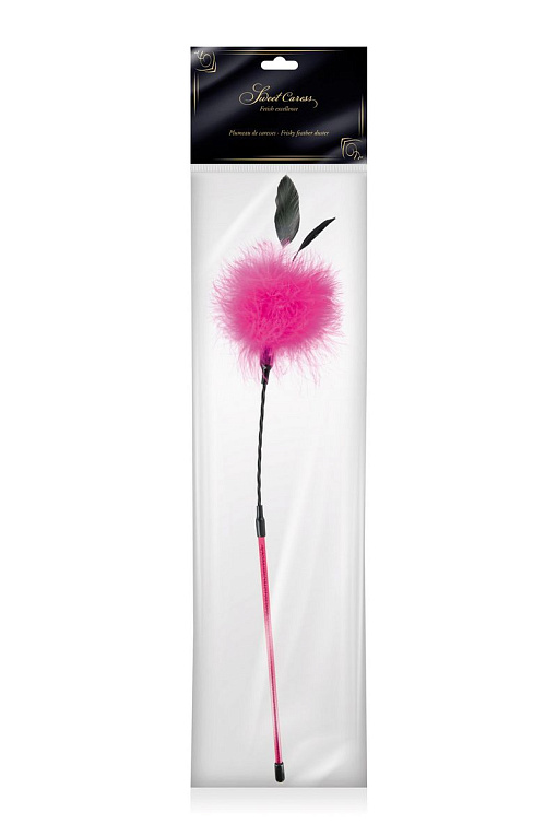 Хлыст с розовым помпоном и перьями - 50 см. от Intimcat