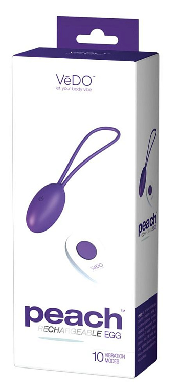 Фиолетовое виброяйцо VeDO Peach с пультом ДУ от Intimcat