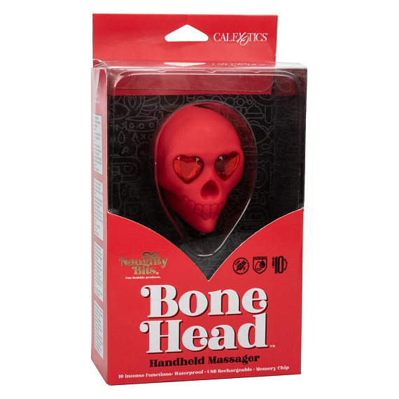 Красный вибромассажер в форме черепа Bone Head Handheld Massager от Intimcat