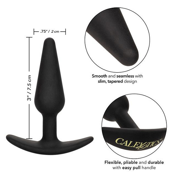 Черная конусовидная анальная пробка для ношения Boundless Slim Plug - 7,5 см. California Exotic Novelties