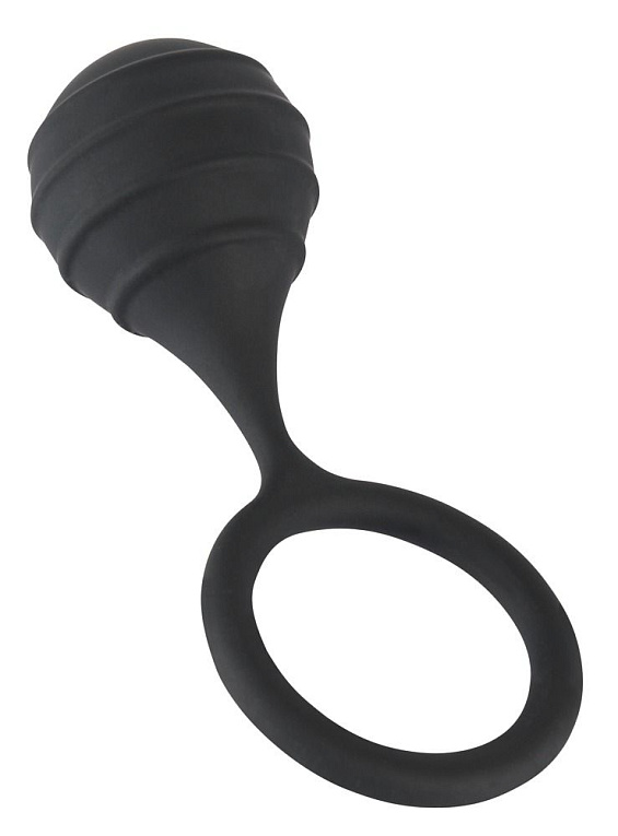 Черное силиконовое кольцо Cock ring   weight с утяжелением от Intimcat