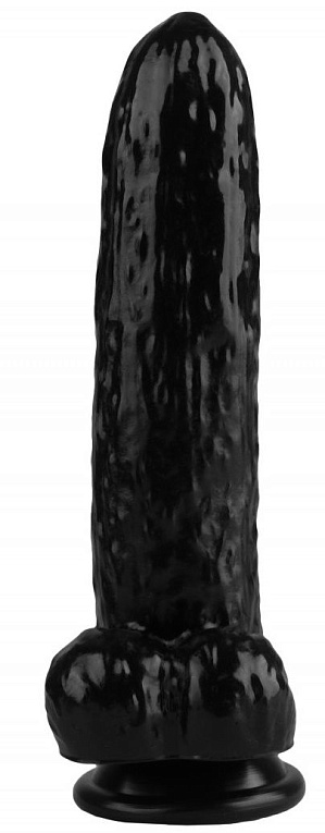 Черный фаллоимитатор-огурец на присоске - 25 см. - эластомер (полиэтилен гель)
