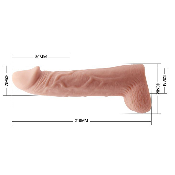 Телесная реалистичная насадка-удлинитель на пенис - 21 см. - фото 5