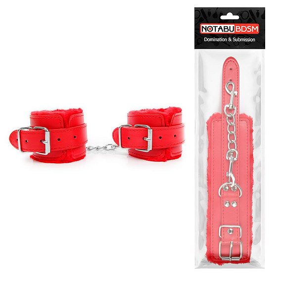 Красные мягкие наручники на регулируемых ремешках - поливинилхлорид (ПВХ, PVC)