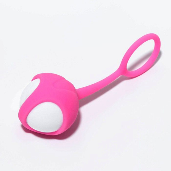 Белый вагинальный шарик в розовой оболочке - анодированный пластик, силикон