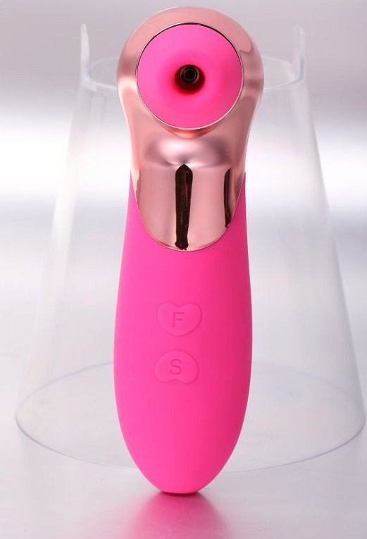 Розовый вибростимулятор PRO-X5 с функцией вакуумной стимуляции - анодированный пластик, силикон