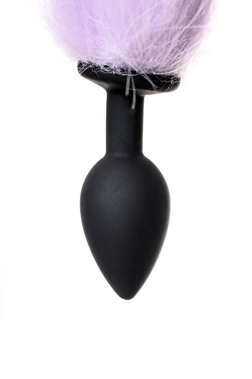 Черная анальная втулка с фиолетово-белым хвостом - размер S - фото 9