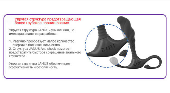 Средний черный массажер простаты ZINI JANUS LAMP - фото 9
