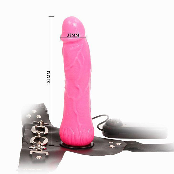 Женский розовый страпон с вибрацией - 18,5 см. - фото 6