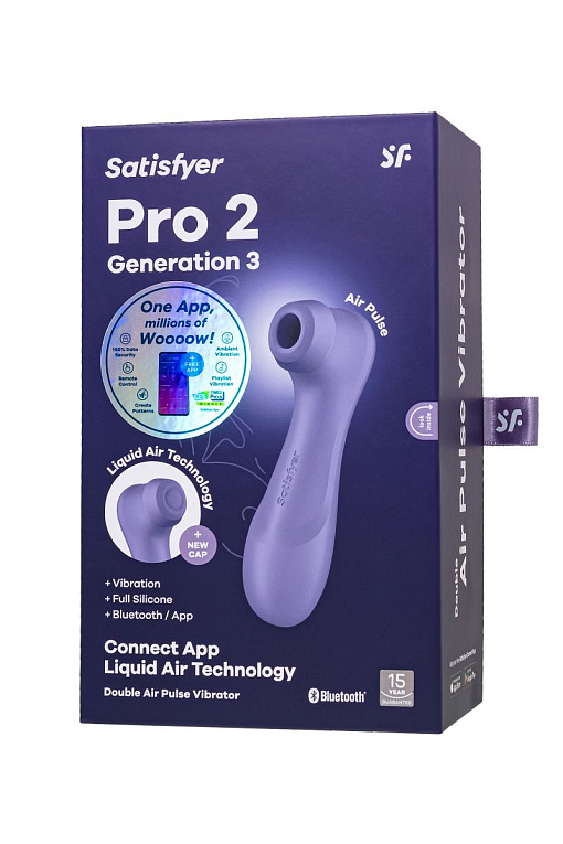 Сиреневый вакуумный стимулятор клитора Satisfyer Pro 2 Generation 3 с управлением через приложение - фото 7