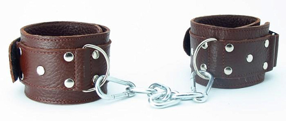 Коричневые кожаные наручники от Intimcat
