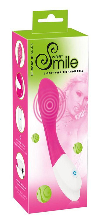 Розовый вибратор для массажа G-точки Sweet Smile - 18 см. Orion