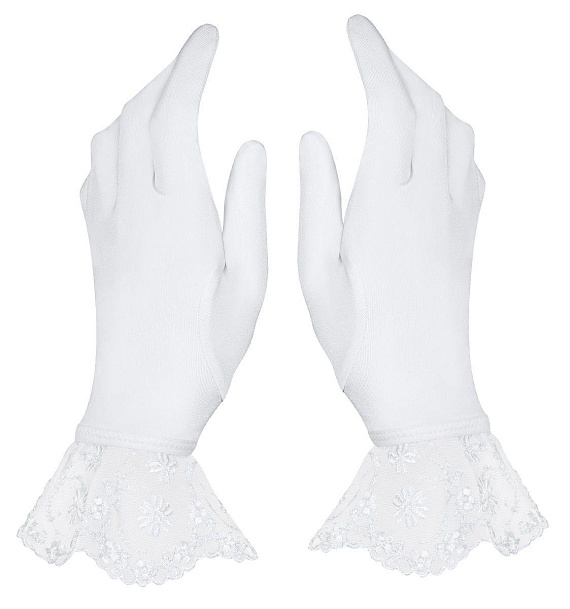 Короткие перчатки Etheria с оборками из тонкого цветочного кружева - 88% полиэстер, 12% эластан