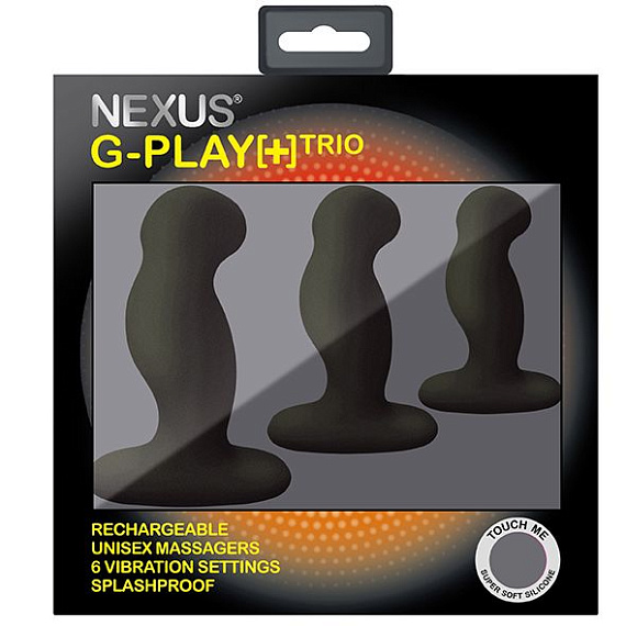Набор из 3 черных вибровтулок Nexus G-Play+ Trio - силикон