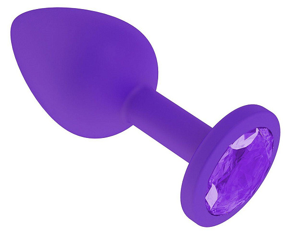 Фиолетовая силиконовая пробка с фиолетовым кристаллом - 7,3 см. - силикон