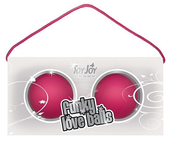 Веселые розовые вагинальные шарики Funky love balls - анодированный пластик (ABS)