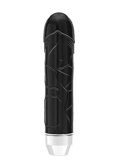 Чёрный вибратор Lenore с тонкими венками - 14,5 см.