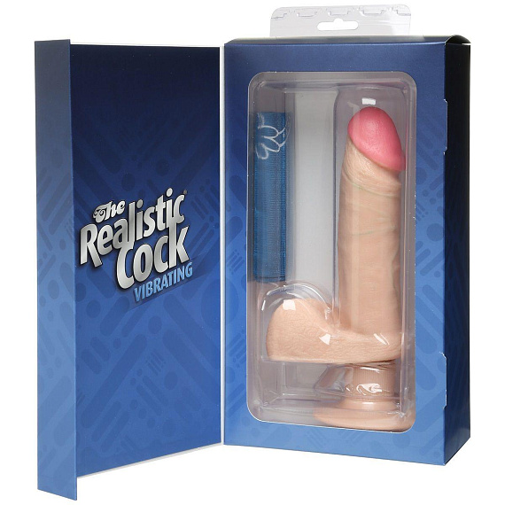 Вибромассажер-реалистик телесного цвета на присоске The Realistic Cock Vibrating 6” - 21,6 см. - поливинилхлорид (ПВХ, PVC)