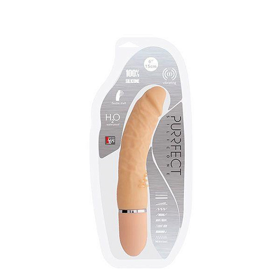 Телесный вибратор-реалистик PURRFECT SILICONE BENDABLE 10FUNCTIONS с шипиками - 15 см. - силикон