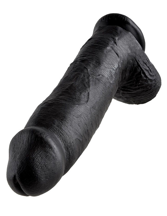 Чёрный фаллоимитатор-гигант 12  Cock with Balls - 30,5 см. - поливинилхлорид (ПВХ, PVC)
