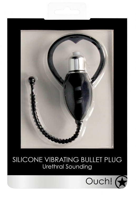 Черный уретральный вибростимулятор Urethral Sounding Vibrating Bullet Plug от Intimcat