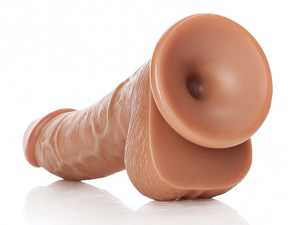 Телесный фаллоимитатор Curved Realistic Dildo Balls Suction Cup 6 - 15,5 см. - поливинилхлорид (ПВХ, PVC)