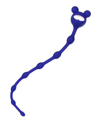 Синяя силиконовая анальная цепочка Froggy - 27,4 см.