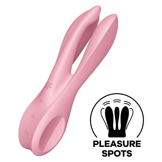 Розовый вибратор Threesome 1 с  пальчиками - силикон