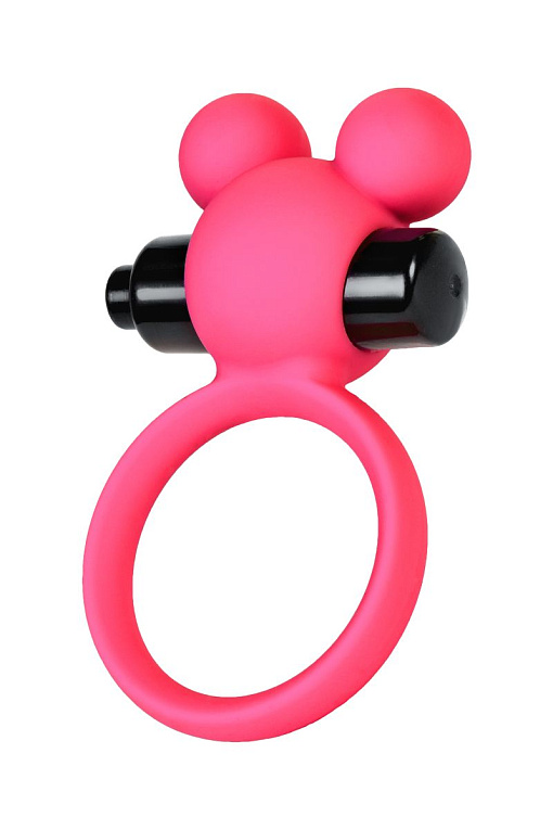 Розовое эрекционное виброкольцо на пенис с ушками Штучки-дрючки
