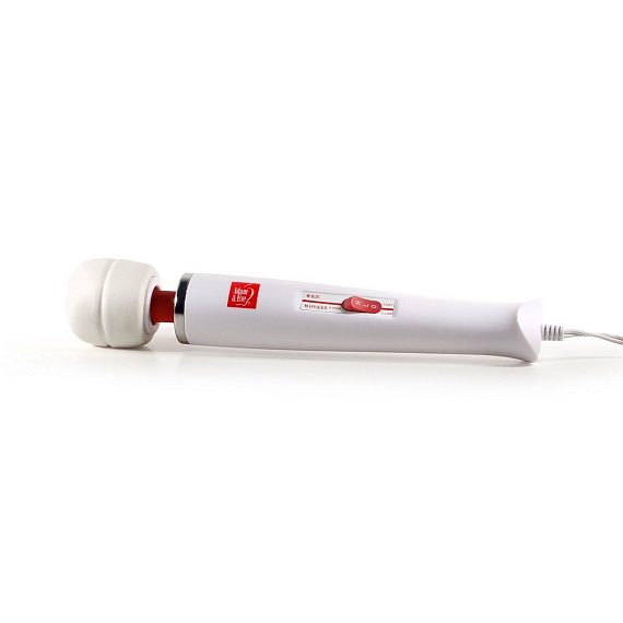 Белый проводной жезловый вибратор Magic Massager - анодированный пластик, TPR