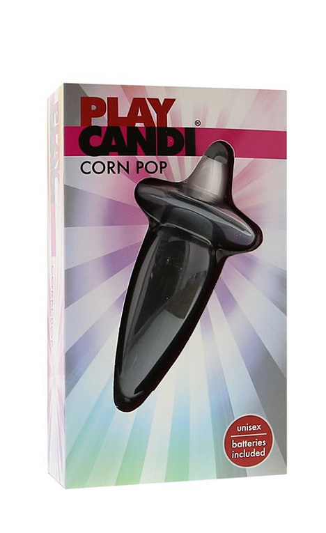 Чёрная силиконовая вибровтулка PLAY CANDI CORN POP BLACK - 8 см. - силикон