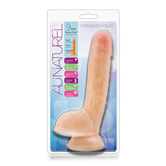 Телесный фаллоимитатор 9 Inch Sensa Feel Dildo - 22,8 см. - термопластичный эластомер (TPE)