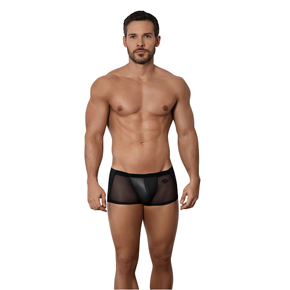 Черные стильные трусы-хипсы с полупрозрачными вставками Hurricane Latin Boxer Clever Masculine Underwear