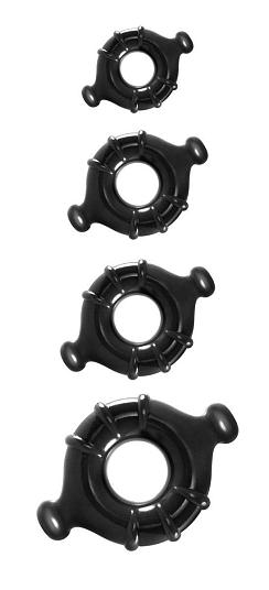 Набор черных эрекционных колец Vitality Rings разного диаметра