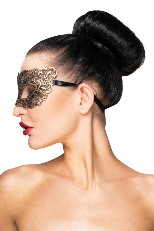 Золотистая карнавальная маска  Альтаир - 100% полиэстер