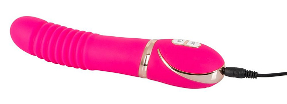 Розовый водонепроницаемый вибратор Pleats с рёбрышками - 22 см. от Intimcat