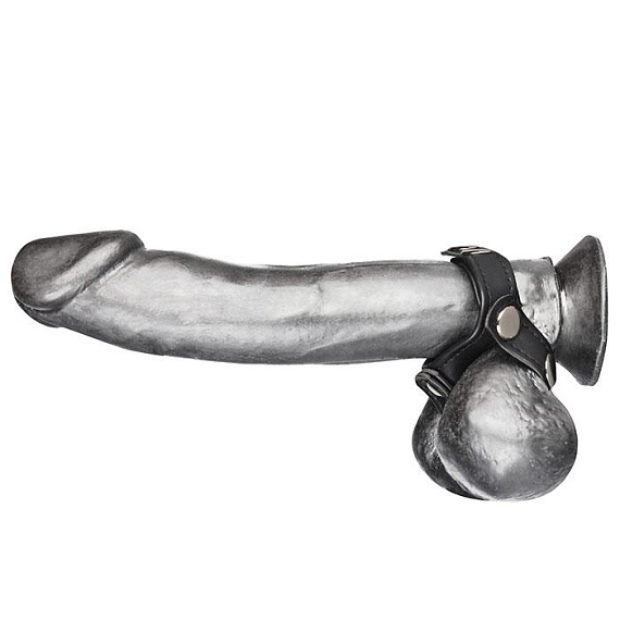 Кольцо на пенис с разделителем мошонки из искусственной кожи на клепках V-STYLE COCK RING от Intimcat