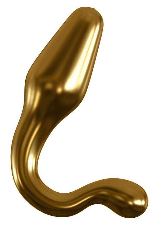 Золотистая анальная пробка с фигурным основанием - 10,7 см. от Intimcat