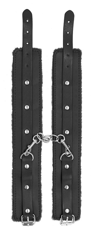 Черные поножи Plush Leather Ankle Cuffs - искусственная кожа
