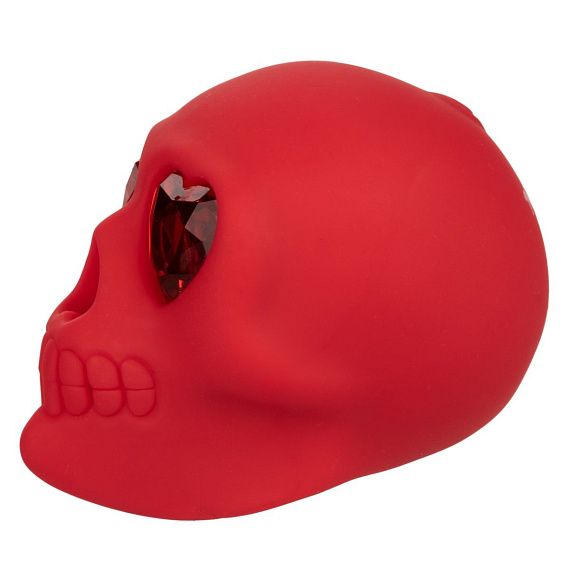 Красный вибромассажер в форме черепа Bone Head Handheld Massager - фото 8