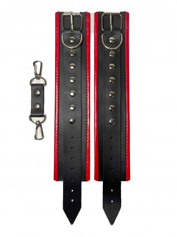 Черно-красные наручники из эко-кожи от Intimcat