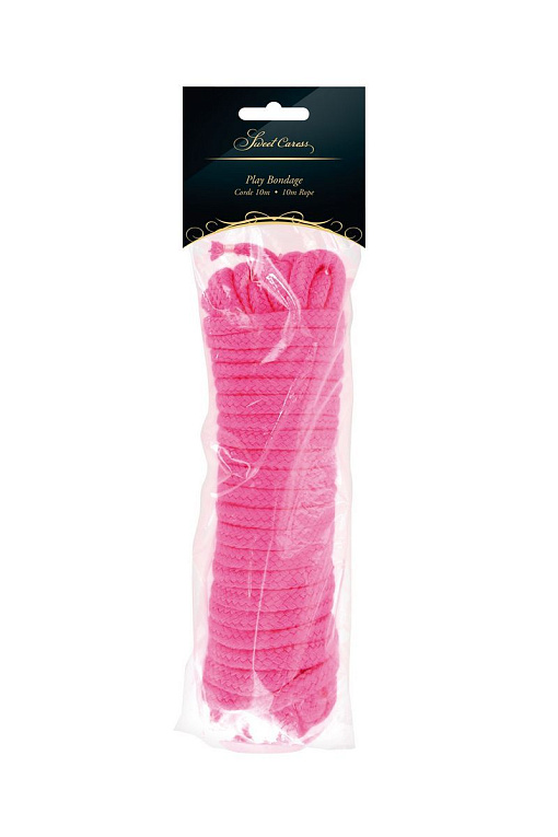 Розовая веревка для связывания Sweet Caress Rope - 10 метров - 100% хлопок