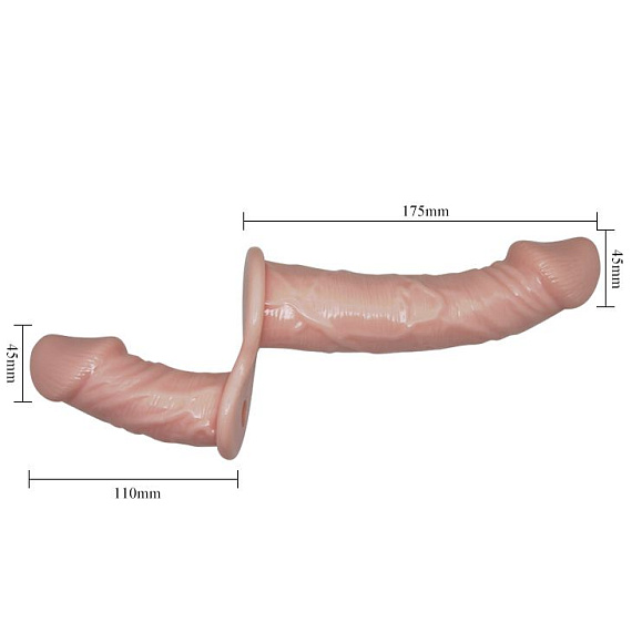 Женский телесный страпон с вагинальной вибропробкой Ultra - 17,5 см. Baile