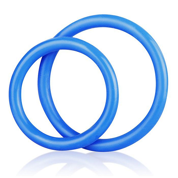 Набор из двух голубых силиконовых колец разного диаметра SILICONE COCK RING SET - силикон