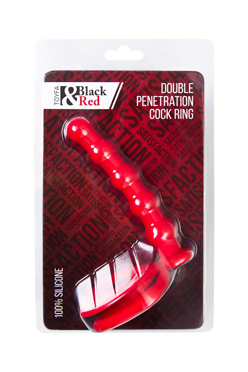 Красная насадка на пенис для двойного проникновения - 19,5 см. - фото 9